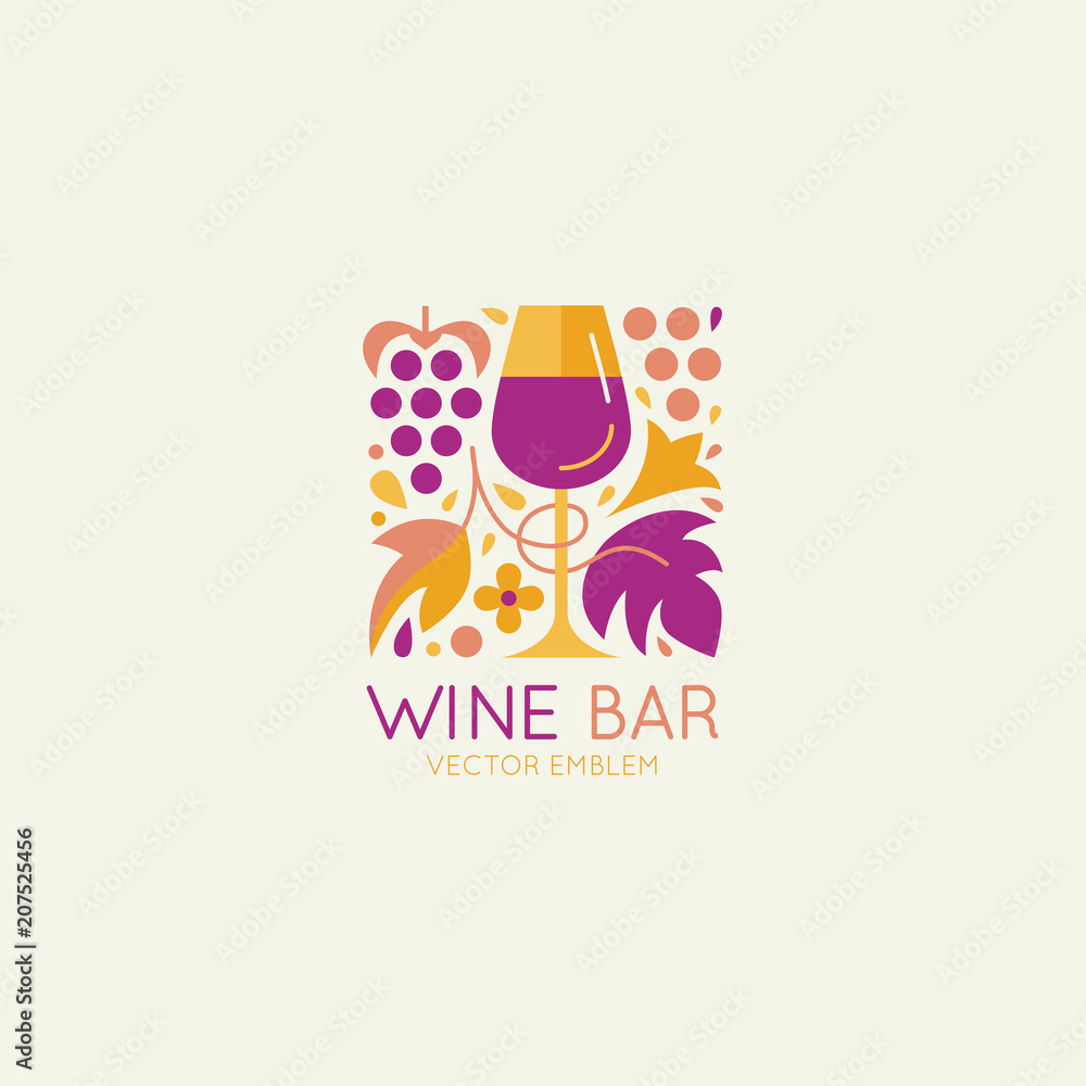 Poster vector logo design element and icon for wine packaging