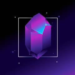 Vector design template and illustration in trendy bright gradient colors with abstract crystal shape