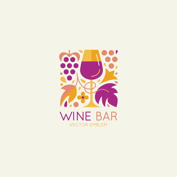 Vector logo design element and icon for wine packaging