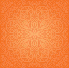 Floral Orange Retro style colorful wallpaper background mandala design