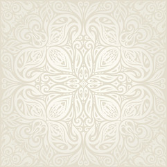 Wedding Floral decorative vintage Background Ecru Bege pale wallpaper pattern design mandala
