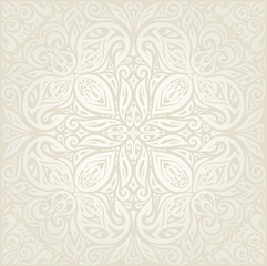 Fototapeta premium Wedding Floral decorative vintage Background Ecru Bege pale wallpaper pattern design mandala