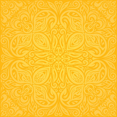 Yellow colorful floral wallpaper background  mandala pattern design