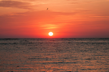 The magical fiery colors of the sunrise. Black Sea, the shores of Vasiliko, Bulgaria.