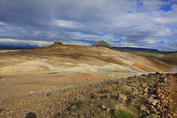 Landscape around of the Hverir Namafjall geothermal valley
