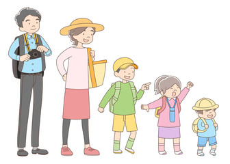 夫婦と子ども3人_ハイキング