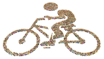 Cartoon Crowd Figure, Bicycle