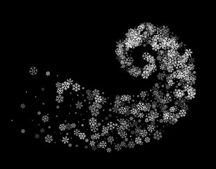 Snowflakes twisted in vortex