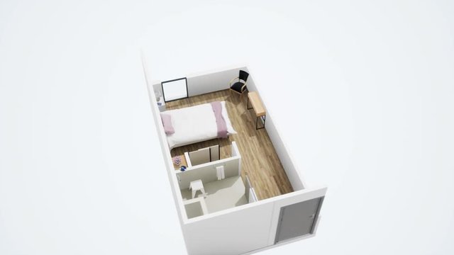 Plan ouvert Chambre EHPAD 3d