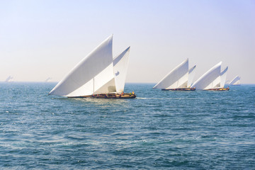 Fototapeta premium Regatta, sports competition, Palm Jumeirah, Dubai, Emirates, Apr.2017