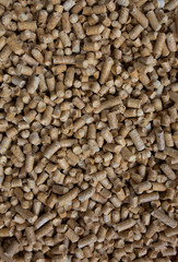 Wooden pet bedding background. Wood pellets texture.