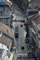 Panoramic view of the Ilica street in Zagreb, Croatia