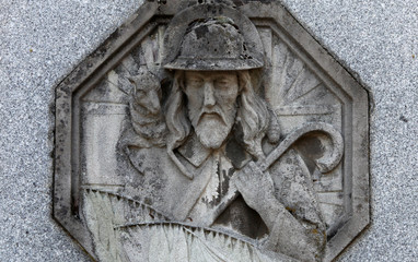 Jesus the Good Shepherd, headstone on Mirogoj cemetery in Zagreb, Croatia 
