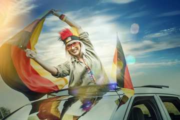Fussballfan Deutschland im Auto 