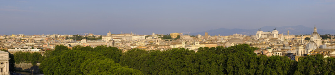 Fototapeta na wymiar Rome, Italy - Panoramic view of Rome city center along the Tiber river