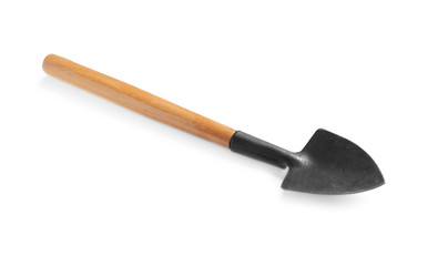 New trowel on white background. Professional gardening tool