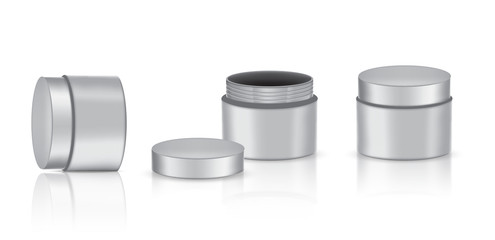 Mock up Realistic Metal Packaging Product For Cosmetic Beauty Jar  isolated Background.