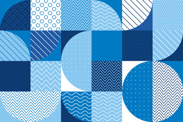 Summer sea blue geometry seamless pattern