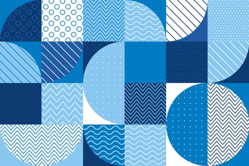 Stickers pour porte Mer Modèle sans couture de géométrie bleu mer été
