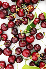 Cherry. Red fresh bunch of cherries on the table