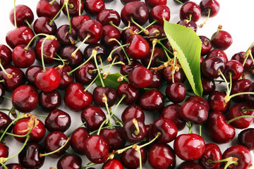 Cherry. Red fresh bunch of cherries on the table