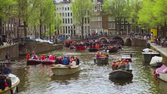 Celebration on the famous amsterdam canals
