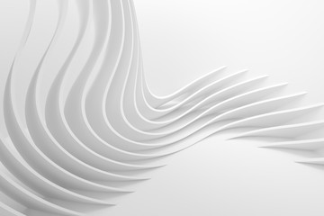 White Wave Background. Abstract Minimal Exterior Design