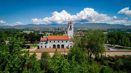 Unique view of Boise Idaho from behind the Train Depot