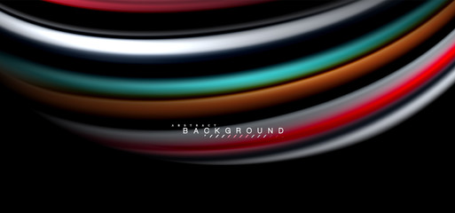 Multicolored wave lines on black background design