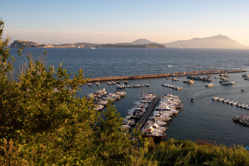 Procida and in background Ischia islands view by Monte di Procida , Bacoli Naples (Italy) - 2018
