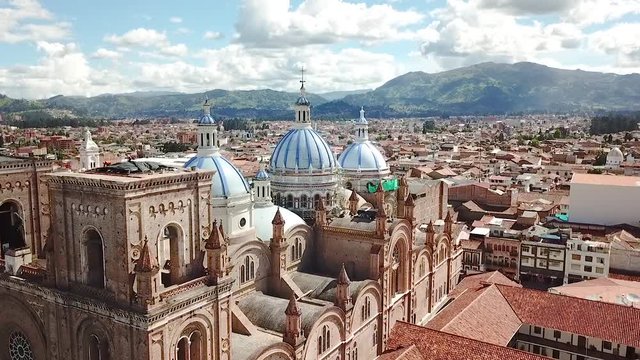 drone flight over New Cathedral Ecuador daytime