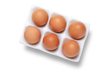 Eggs in ceramic tray