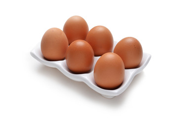 Eggs in white tray