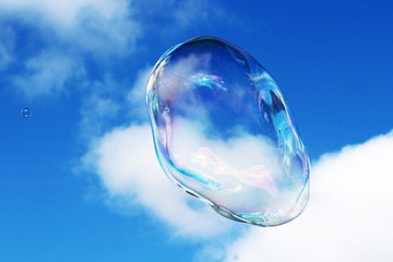 Soap bubbles, sky background