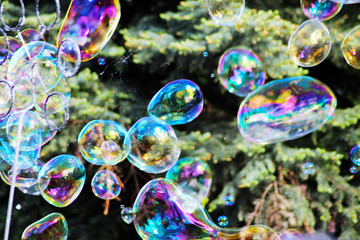 Soap bubbles, abstract background, toned