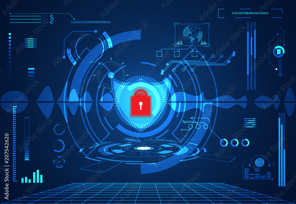 Poster abstract technology ui futuristic concept cyber security hud interface hologram elements of digital 