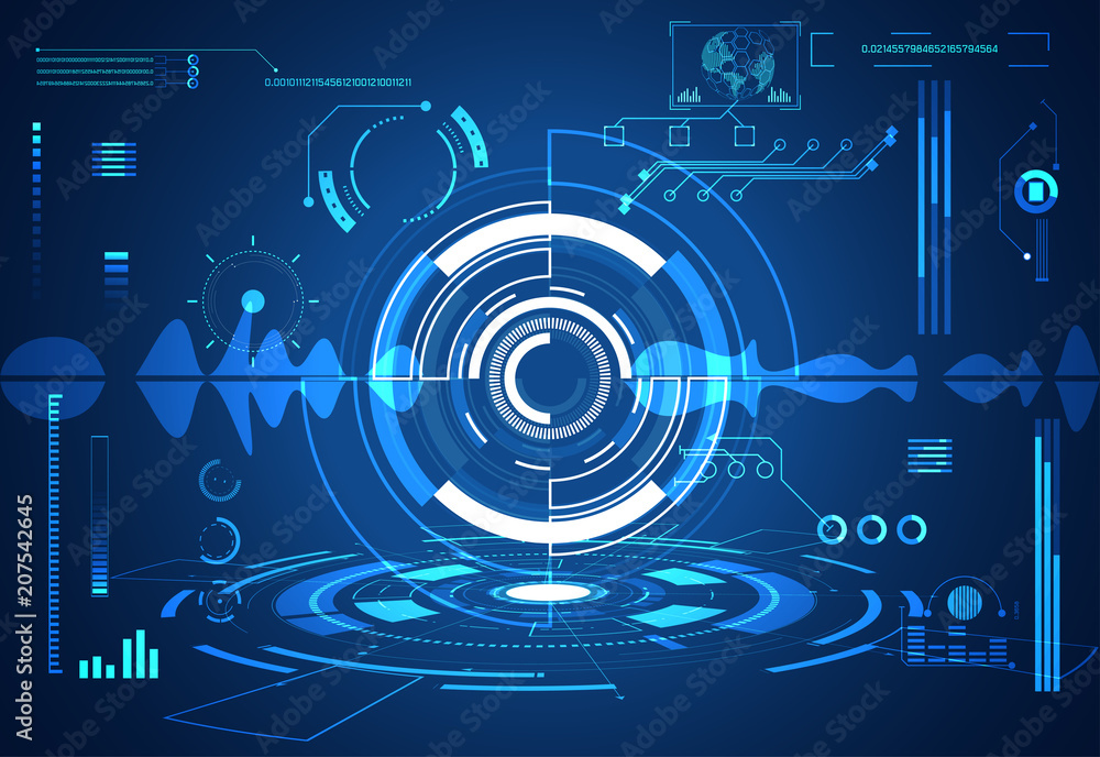Poster abstract technology ui futuristic concept hud interface hologram elements of digital data chart, com