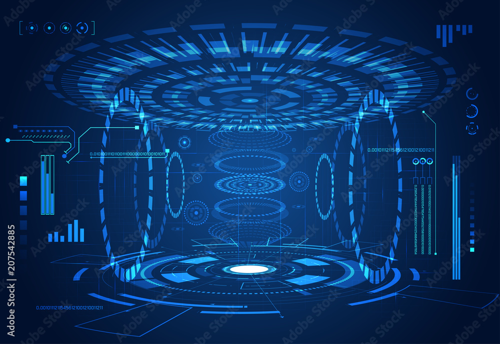 Poster abstract technology ui futuristic concept hud interface hologram elements of digital data chart, com