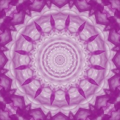 Creative purple mandala. Kaleidoscope abstract wallpaper. Sacred geometry digital painting art. Magic fractal artwork. Symmetric stylish graphic design pattern. Print for fabric, textile or paper