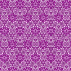 Purple or violet seamless pattern background. Stencil for printed matter, print on fabric or textile, clothes and ceramic. Creative template for design products decoration. Symmetric kaleidoscope art.