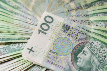 Polish money, banknote 100 PLN, Polish Zloty