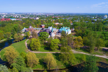 View of the Fedorovsky town on a sunny May day. Tsarskoye Selo, St. Petersburg. Russia