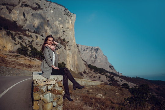 Beautiful Young Smiling Girl in her Warm Clothing - Powered by Adobe