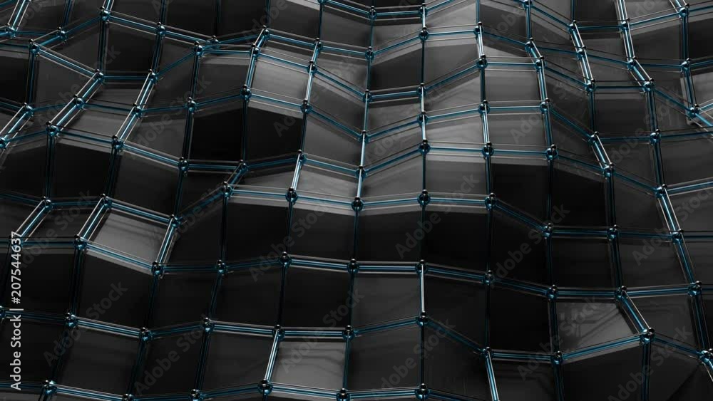 Aufkleber 3d render abstract background. polygonal structure of wavy surface. simple low-poly geometry. loopab