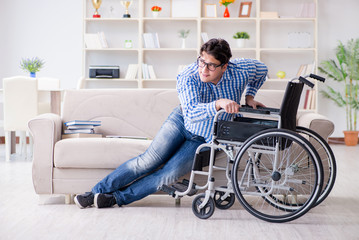 Young student on wheelchair in disability concept