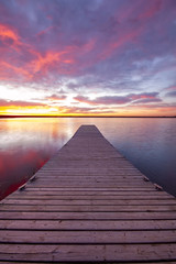 Fototapeta na wymiar Colorado sunrise on a fishing dock