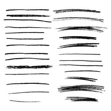 Collection of hand drawn pencil lines. Brush stokes. Vector dividers.