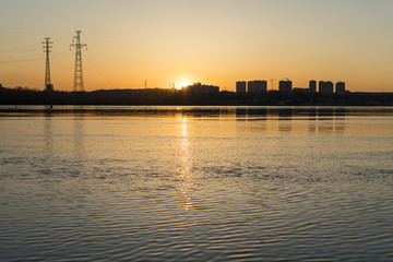 Fototapeta premium Sunset on the city river