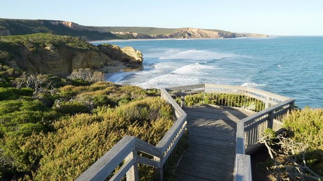 Attis point lookout on Great Ocean Road at sunset in Torquay, Australia