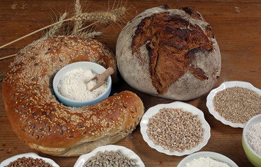 Ingredients for baking on kitchen table